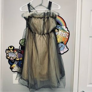Cream and Black Tulle Mini Dress